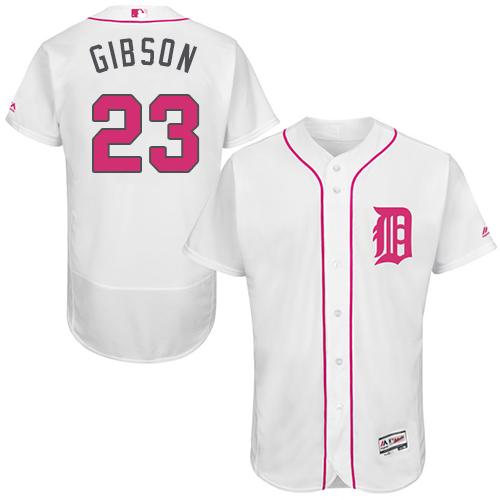Tigers #23 Kirk Gibson White Flexbase Authentic Collection Mother's Day Stitched MLB Jersey - Click Image to Close